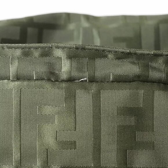 FENDI Zucca Nylon Tote Bag Khaki Ladies FF Pattern Handbag 450-013125 - Picture 6 of 12